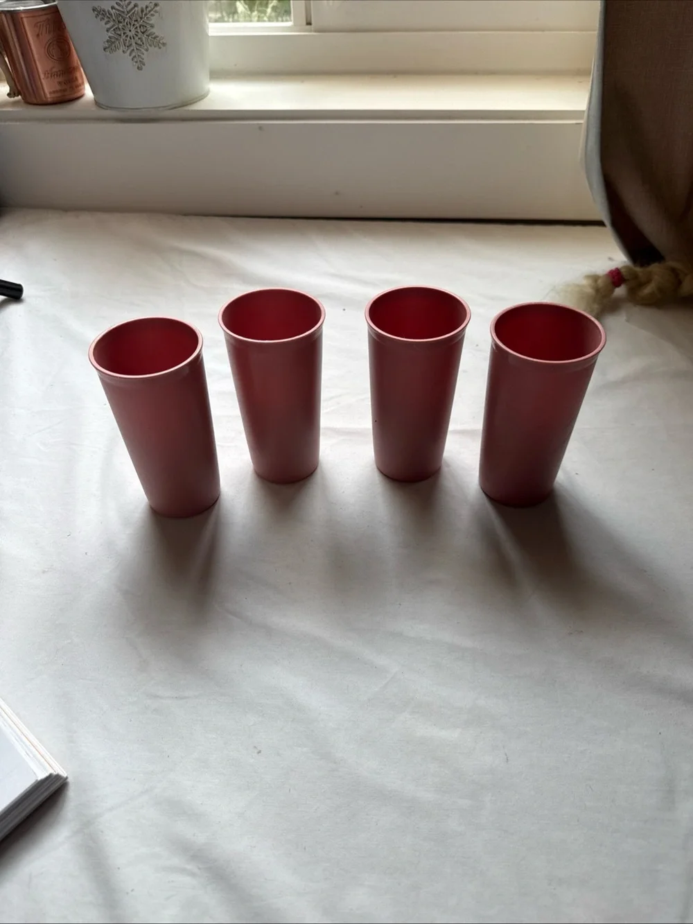 Tupperware Rose Pink Stackable 9oz Cups - Set of Four